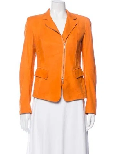 Pre-owned Donna Karan Leather Blazer In Pink