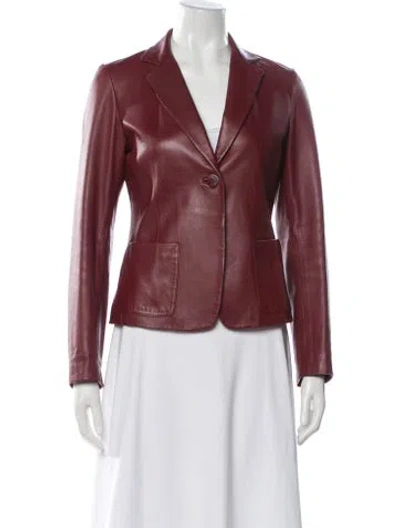 Pre-owned Donna Karan Leather Blazer In Red