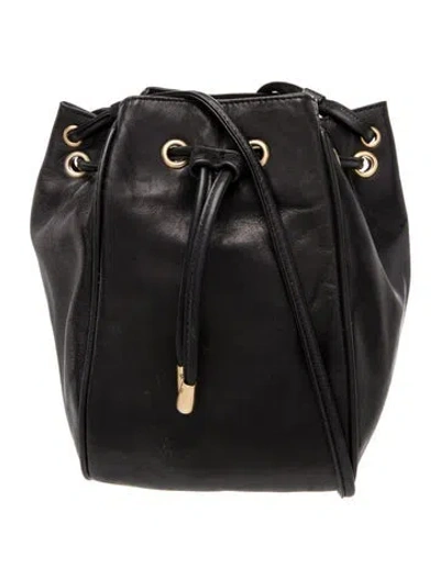 Pre-owned Donna Karan Leather Bucket Bag In Black