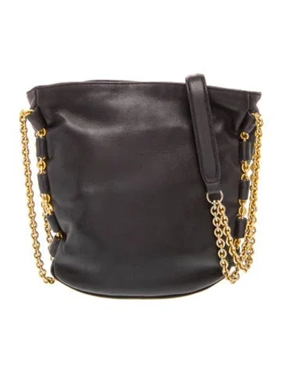 Pre-owned Donna Karan Leather Bucket Bag In Black