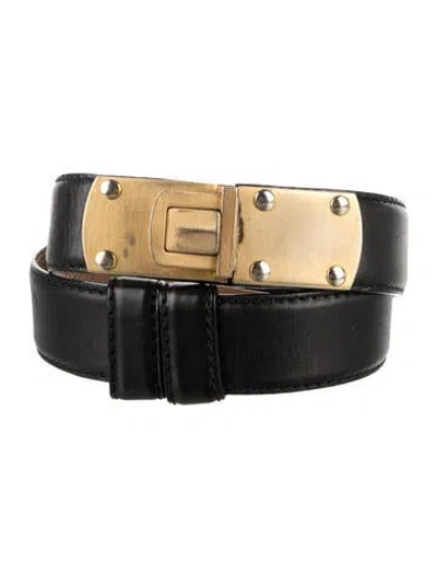 Pre-owned Donna Karan Leather Chain-link Accents Belt In Black