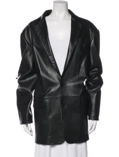 Pre-owned Donna Karan Leather Coat In Black