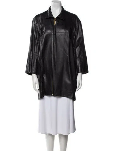 Pre-owned Donna Karan Leather Coat In Brown