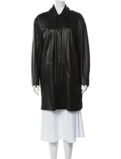 Pre-owned Donna Karan Leather Coat In Gray