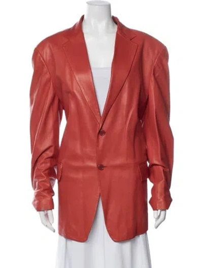 Pre-owned Donna Karan Leather Coat In Orange