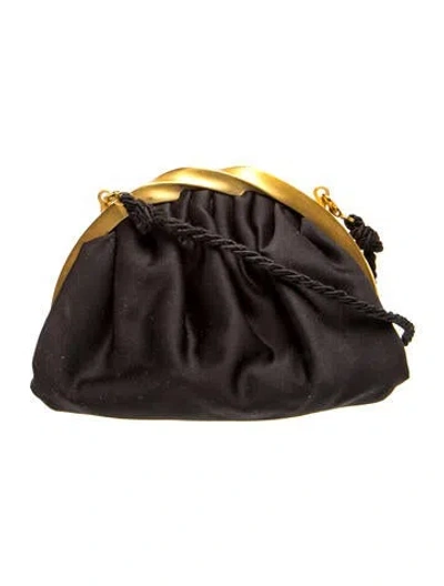 Pre-owned Donna Karan Leather Evening Bag Vintage In Black