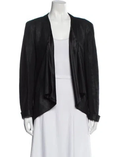 Pre-owned Donna Karan Leather Evening Jacket In Black