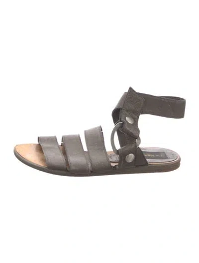 Pre-owned Donna Karan Leather Gladiator Sandals In Grey