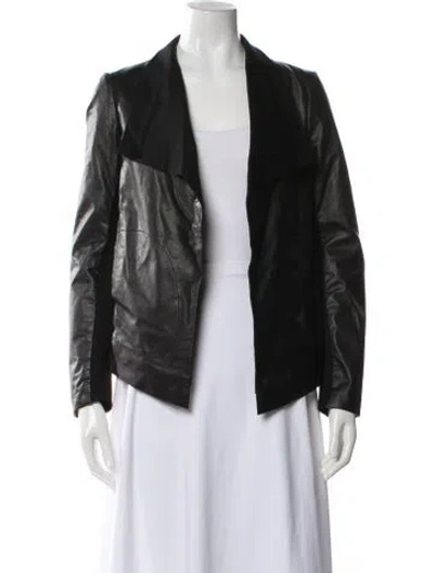 Pre-owned Donna Karan Leather Jacket In Black