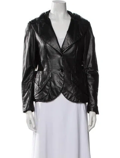 Pre-owned Donna Karan Leather Jacket In Black