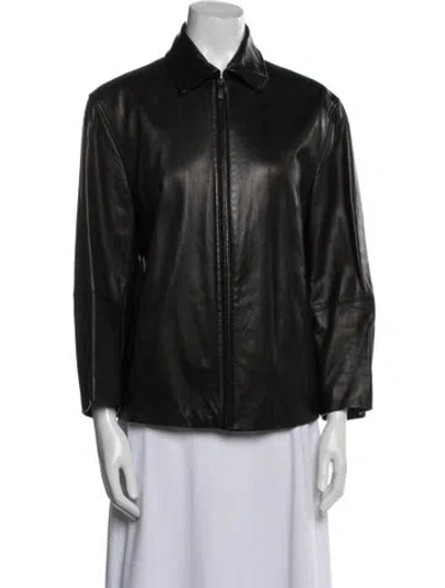 Pre-owned Donna Karan Leather Jacket In Black