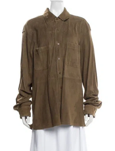 Pre-owned Donna Karan Leather Jacket In Brown