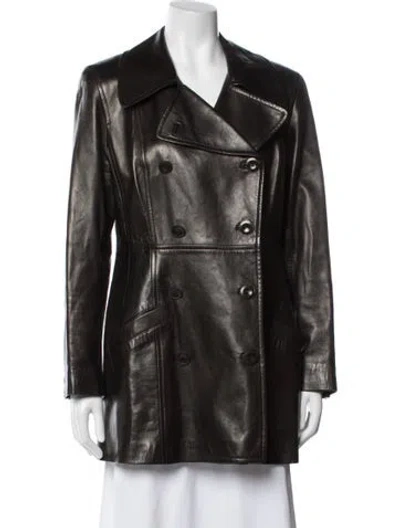 Pre-owned Donna Karan Leather Jacket In Brown