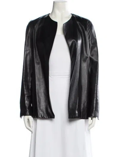 Pre-owned Donna Karan Leather Jacket In Gray