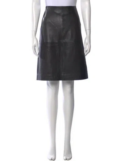 Pre-owned Donna Karan Leather Knee-length Skirt In Black