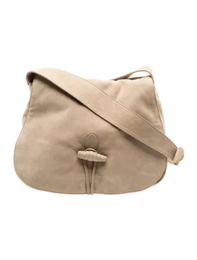 Pre-owned Donna Karan Leather Messenger Bag In Neutral