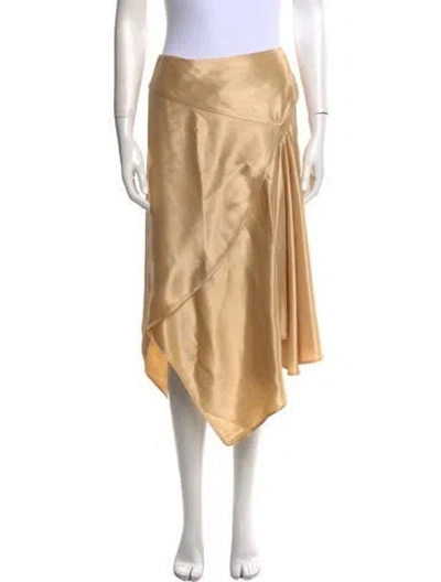Pre-owned Donna Karan Leather Midi Length Skirt In Neutral