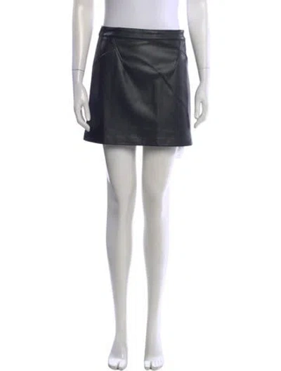 Pre-owned Donna Karan Leather Mini Skirt In Black