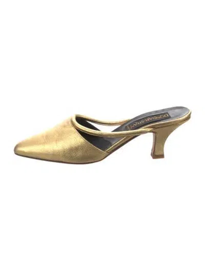 Pre-owned Donna Karan Leather Mules In Gold