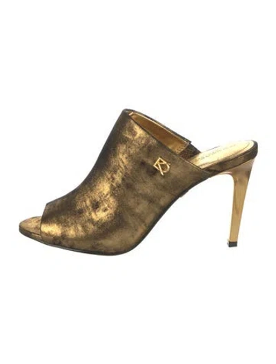 Pre-owned Donna Karan Leather Mules In Gold/metallic