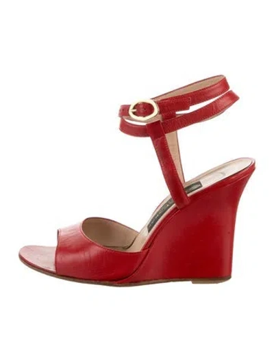 Pre-owned Donna Karan Leather Sandals In Red