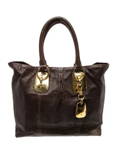 Pre-owned Donna Karan Leather Shoulder Bag In Brown