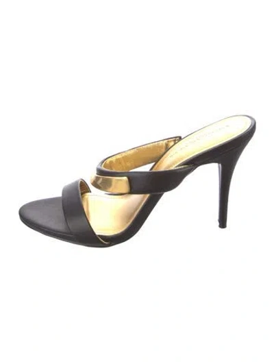 Pre-owned Donna Karan Leather Slides In Black