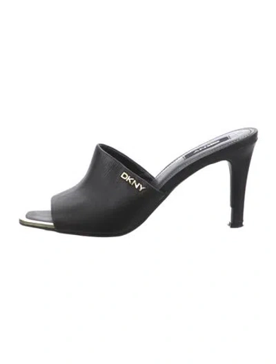 Pre-owned Donna Karan Leather Slides In Black