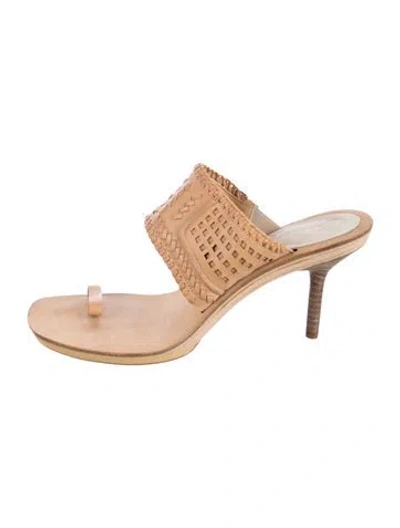 Pre-owned Donna Karan Leather Slides In Neutral