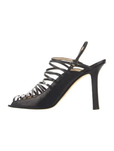 Pre-owned Donna Karan Leather Slingback Pumps In Blue