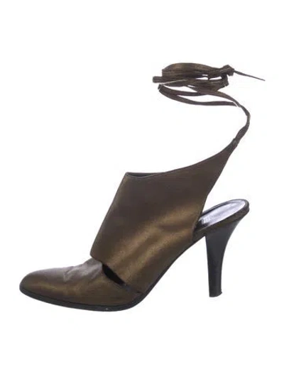 Pre-owned Donna Karan Leather Slingback Pumps In Brown