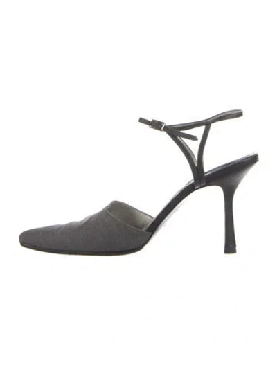 Pre-owned Donna Karan Leather Slingback Pumps In Gray