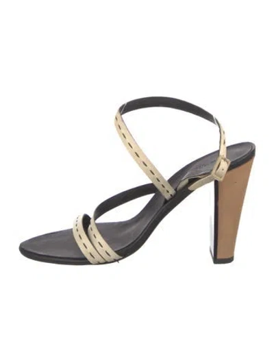 Pre-owned Donna Karan Leather Slingback Sandals In Black