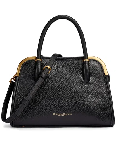 Donna Karan Leather Small Crossbody Satchel Handbag In Black