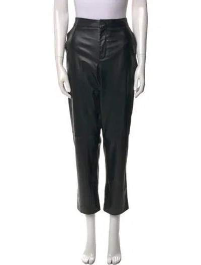 Pre-owned Donna Karan Leather Straight Leg Pants In Black
