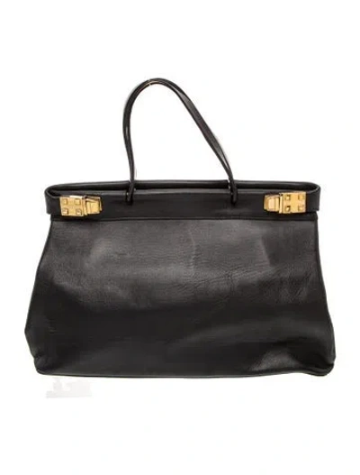 Pre-owned Donna Karan Leather Top Handle Bag In Black