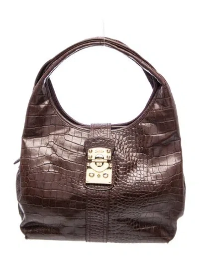 Pre-owned Donna Karan Leather Top Handle Bag In Brown