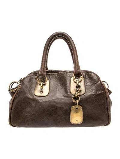 Pre-owned Donna Karan Leather Top Handle Bag In Brown