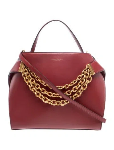 Pre-owned Donna Karan Leather Top Handle Bag In Burgundy