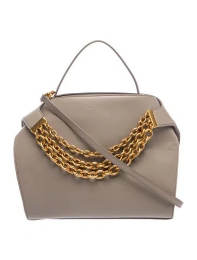 Pre-owned Donna Karan Leather Top Handle Bag In Gray