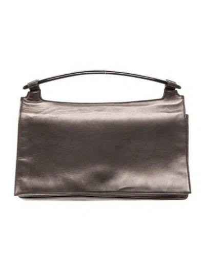 Pre-owned Donna Karan Leather Top Handle Bag In Gray