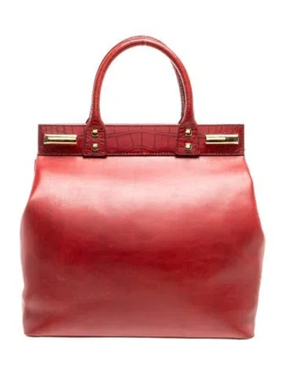 Pre-owned Donna Karan Leather Top Handle Bag Large In Burgundy