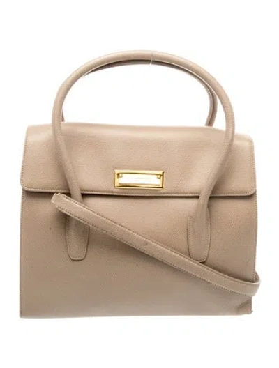 Pre-owned Donna Karan Leather Top Handle Bag In Neutral