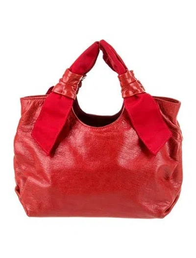 Pre-owned Donna Karan Leather Top Handle Bag In Red