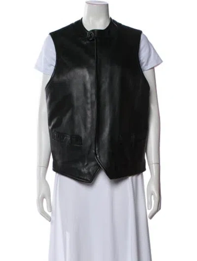 Pre-owned Donna Karan Leather Vest In Black