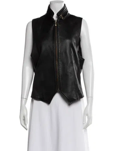Pre-owned Donna Karan Leather Vest In Black