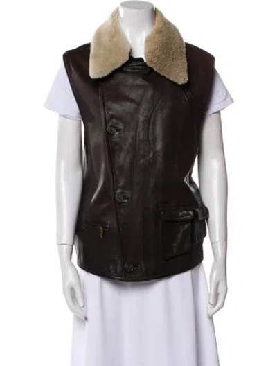 Pre-owned Donna Karan Leather Vest In Brown