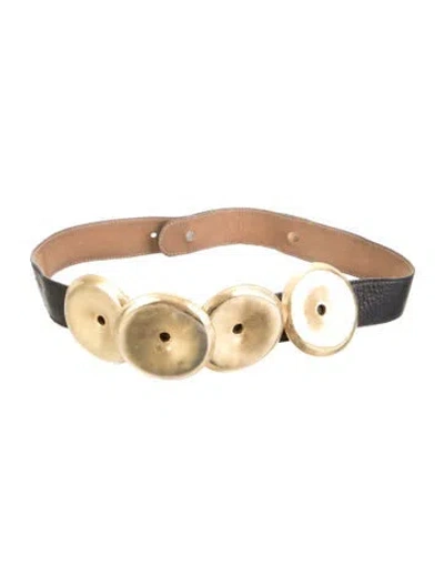 Pre-owned Donna Karan Leather Waist Belt In Black