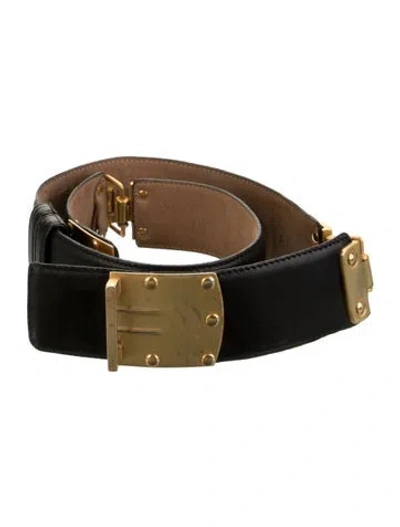 Pre-owned Donna Karan Leather Waist Belt In Black