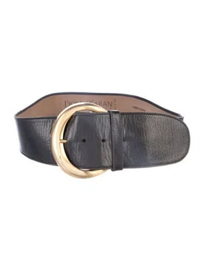 Pre-owned Donna Karan Leather Waist Belt In Black